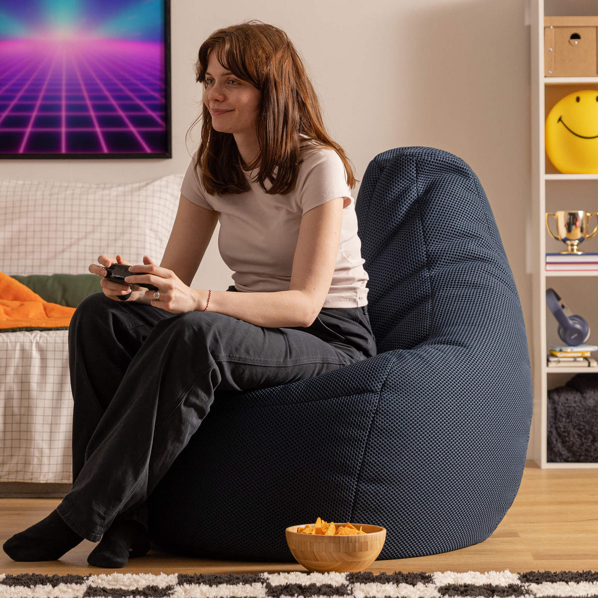 SITZSACK Dalton Techmesh Gaming XXL - Dunkelblau, Textil (94/85/92cm) - icon