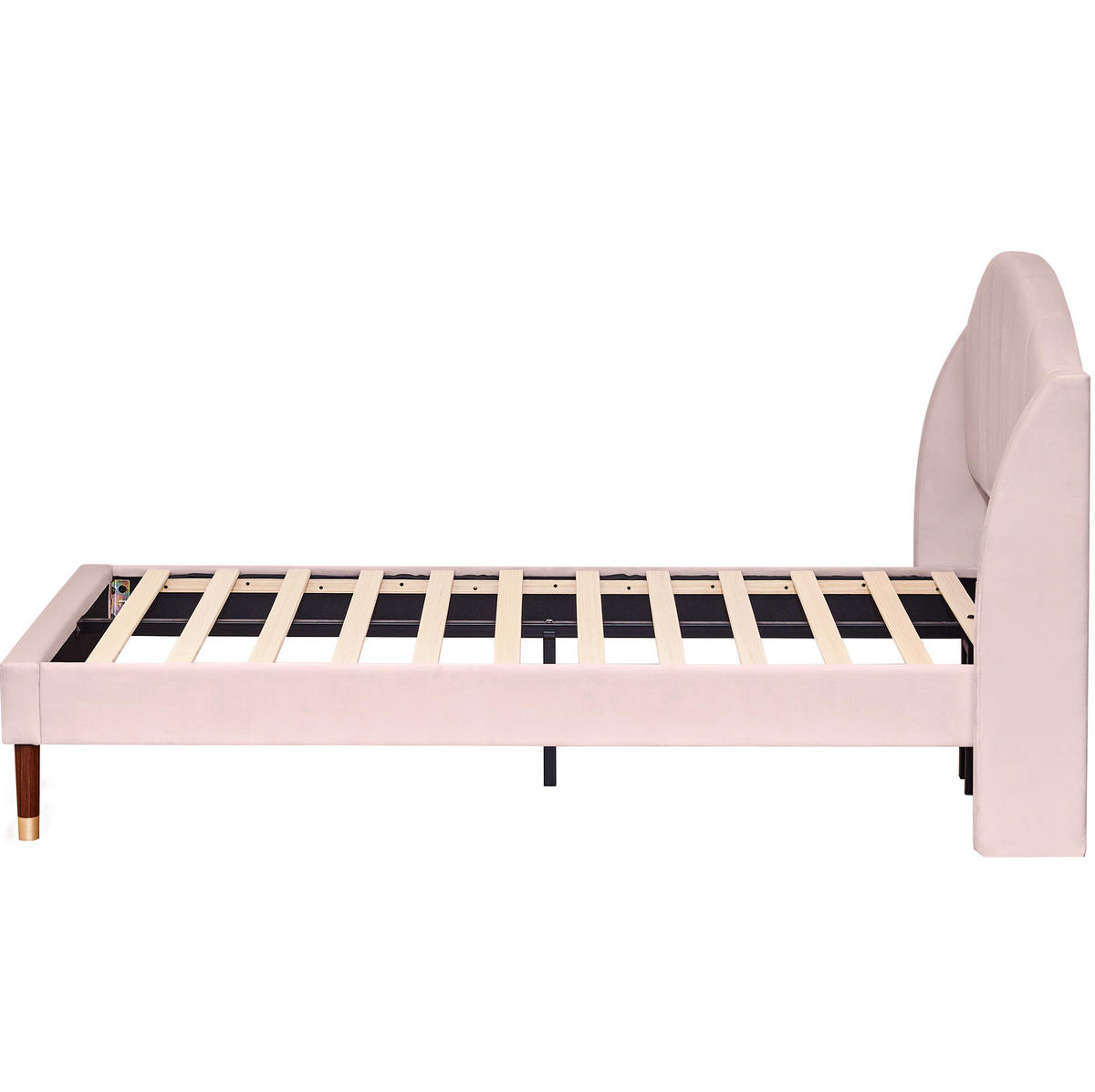 POLSTERBETT aus Samt 90x200 cm in Rosa mit Lattenrost & Kopfteil - Rosa, Textil (90/200cm) - Modfu