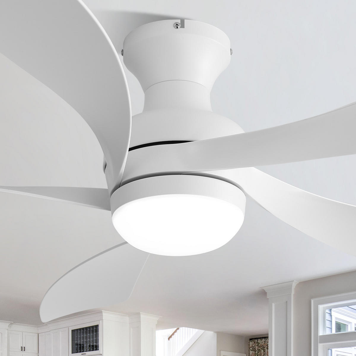 DECKENVENTILATOR 132cm LED Licht Fernbedienung DC Motor Weiß Timer - Weiß, Kunststoff (132/132/30.5cm) - CASIVA
