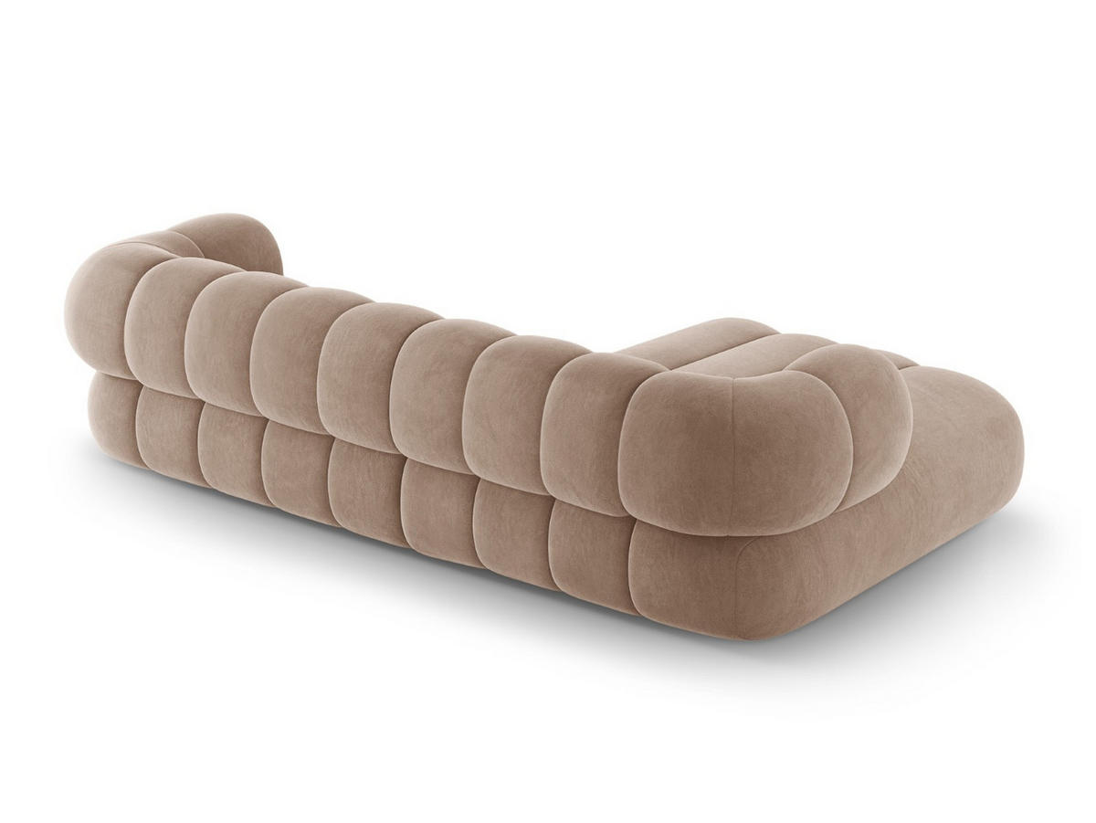 ECKSOFA links Koge aus Samt dunkelbeige 5 Sitzplätze - Mokka, Textil (165/270cm) - Cosmopolitan Design