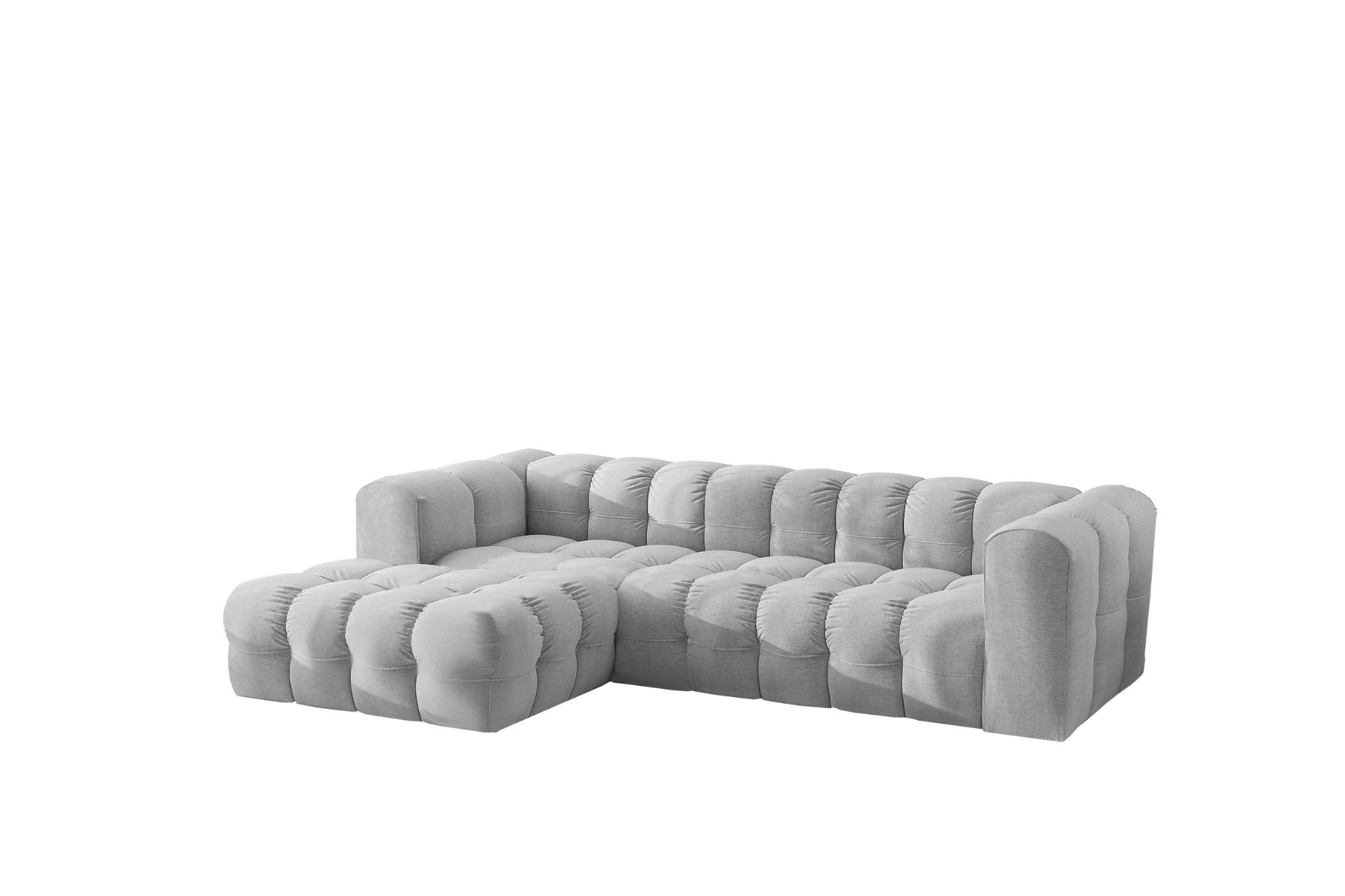ECKSOFA L-form BALOO L, Chenille-Stoff Moly, Hellgrau, Links - Hellgrau, Holz (280/193cm) - Kaiser Möbel
