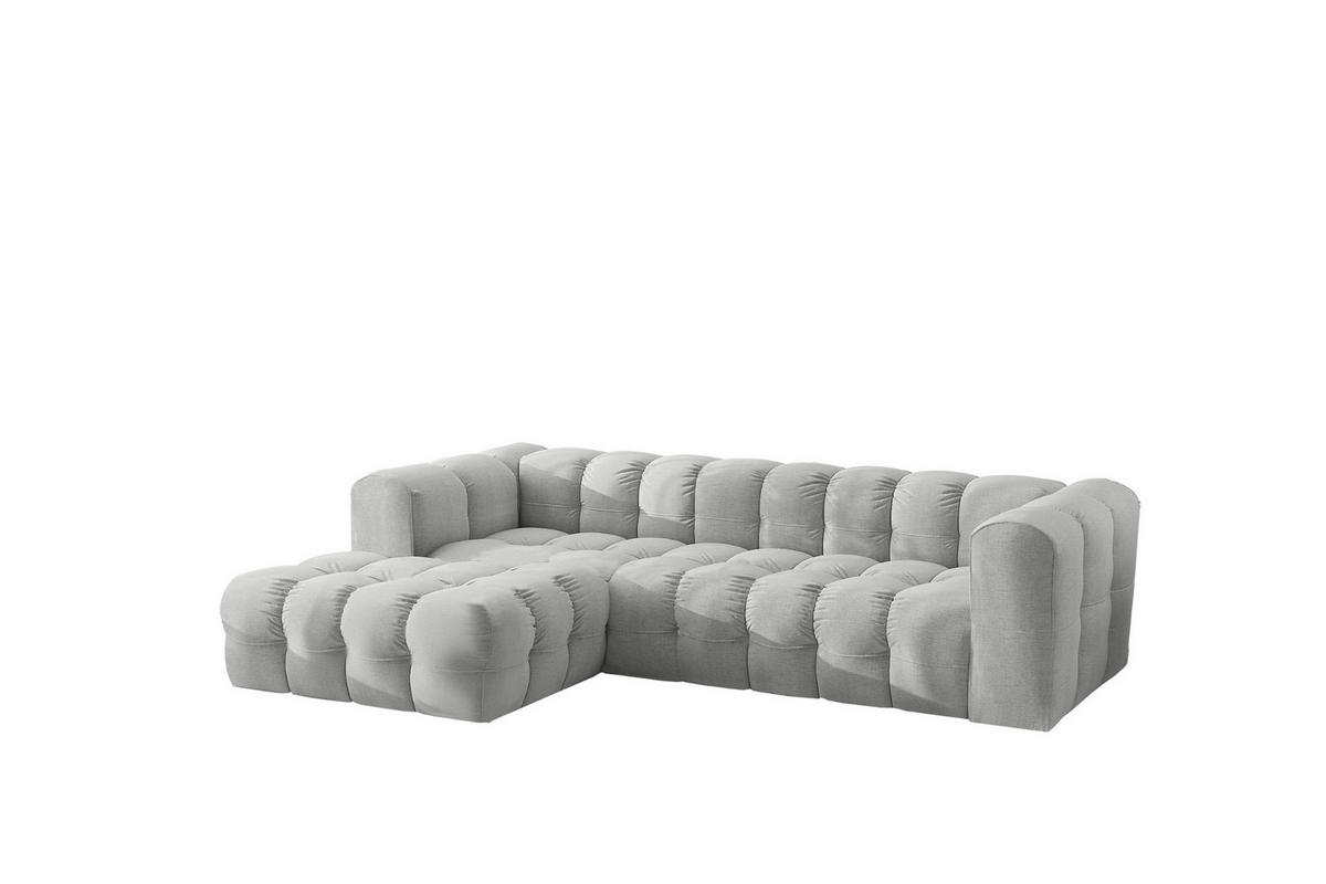 ECKSOFA L-form BALOO L, Chenille-Stoff Moly, Hellgrau, Links - Hellgrau, Holz (280/193cm) - Kaiser Möbel