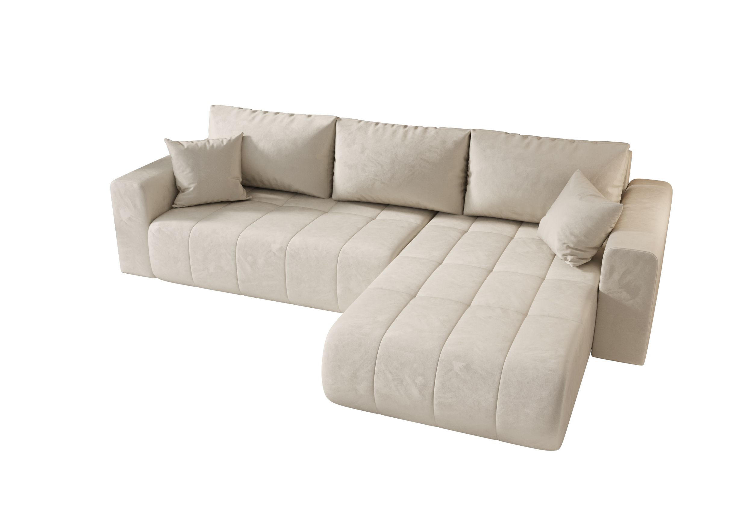 ECKSOFA mit Schlaffunktion MILO R Monolith 02 Rechts - Beige, Textil (280/175cm) - Bedante