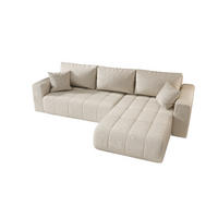 ECKSOFA LARA rechts beige Velours Monolith 2 - Schlaffunktion, Bettkasten - Beige, Textil (280/174cm) - Cornero
