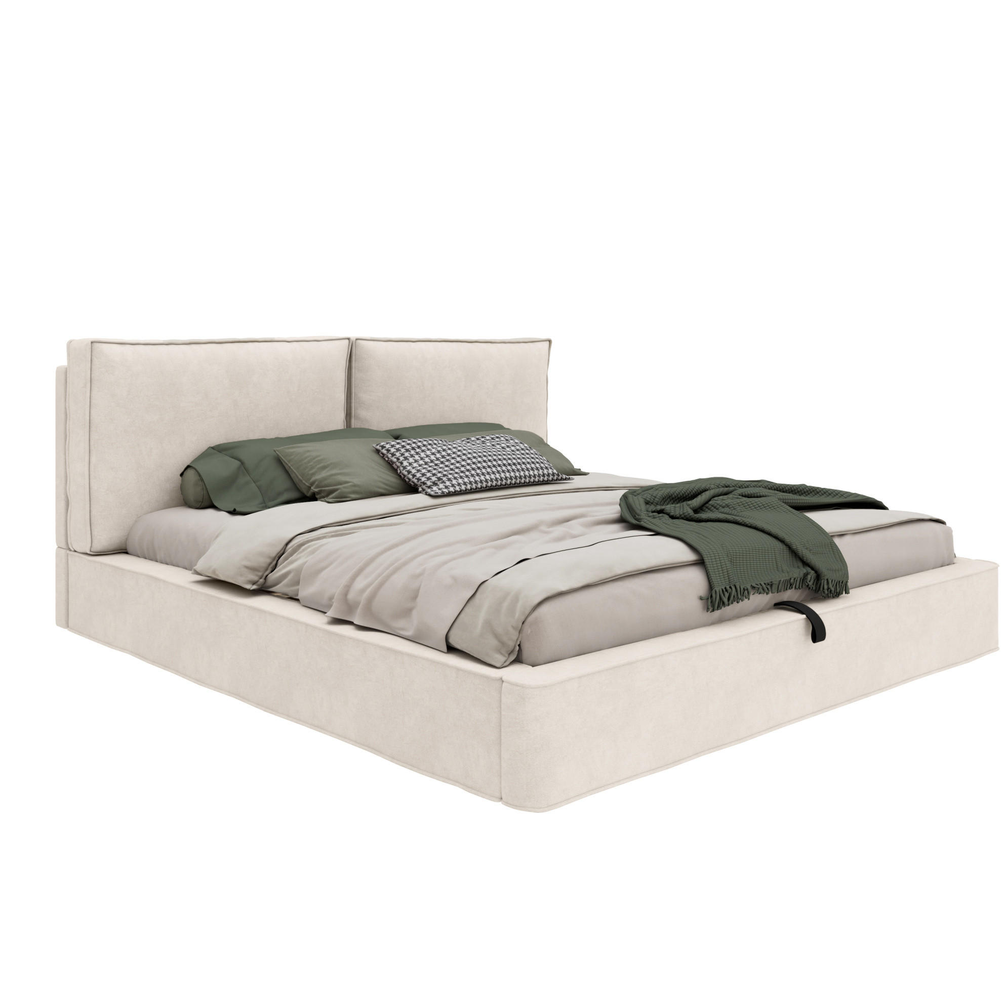 POLSTERBETT 180/200 cm aus Chenille mit hydraulischem Stauraum und Lattenrost Beige - Beige, Textil (180/200cm) - Modenvie