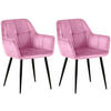 ARMLEHNENSTUHL 2er Set Samt rosa - Schwarz/Rosa, Textil/Metall (56.5/84/61cm) - CLP