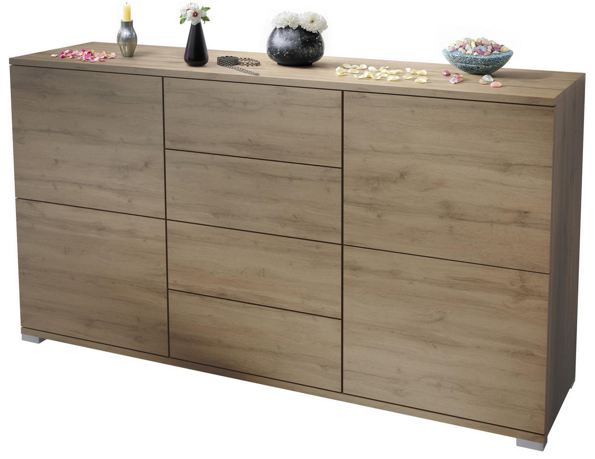 SIDEBOARD Rova Eiche Evoke - Eiche San Remo, Holzwerkstoff (138.5/75.5/35cm) - Vladon
