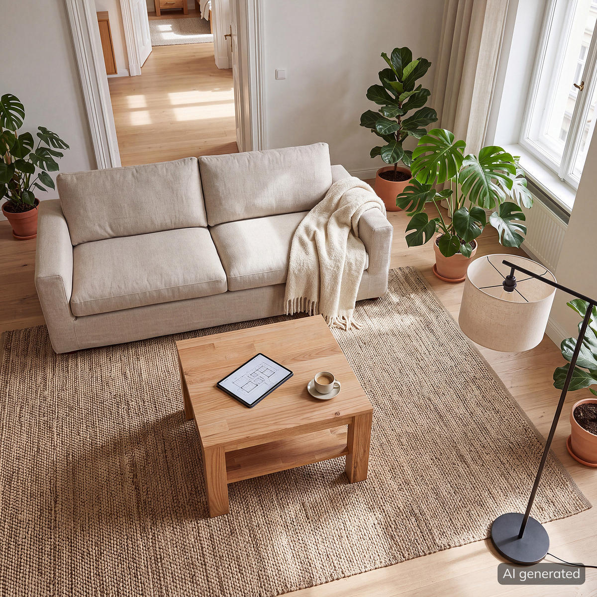 COUCHTISCH - Eiche massiv - Eichefarben, Holz (60/60/45cm) - home24