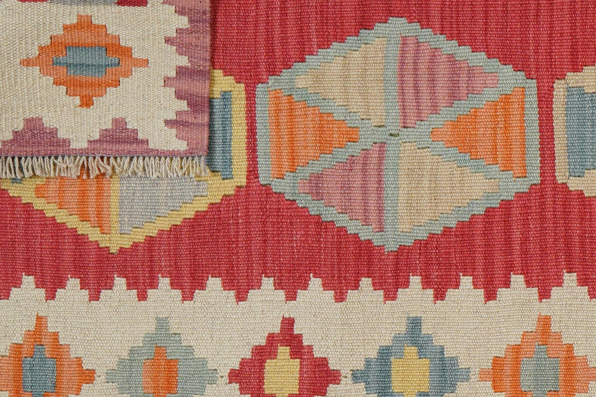 KELIM-LÄUFER handgewebt Gashgai Rot 252/83 cm Schurwolle - Rot, Textil (83/252cm) - Looma