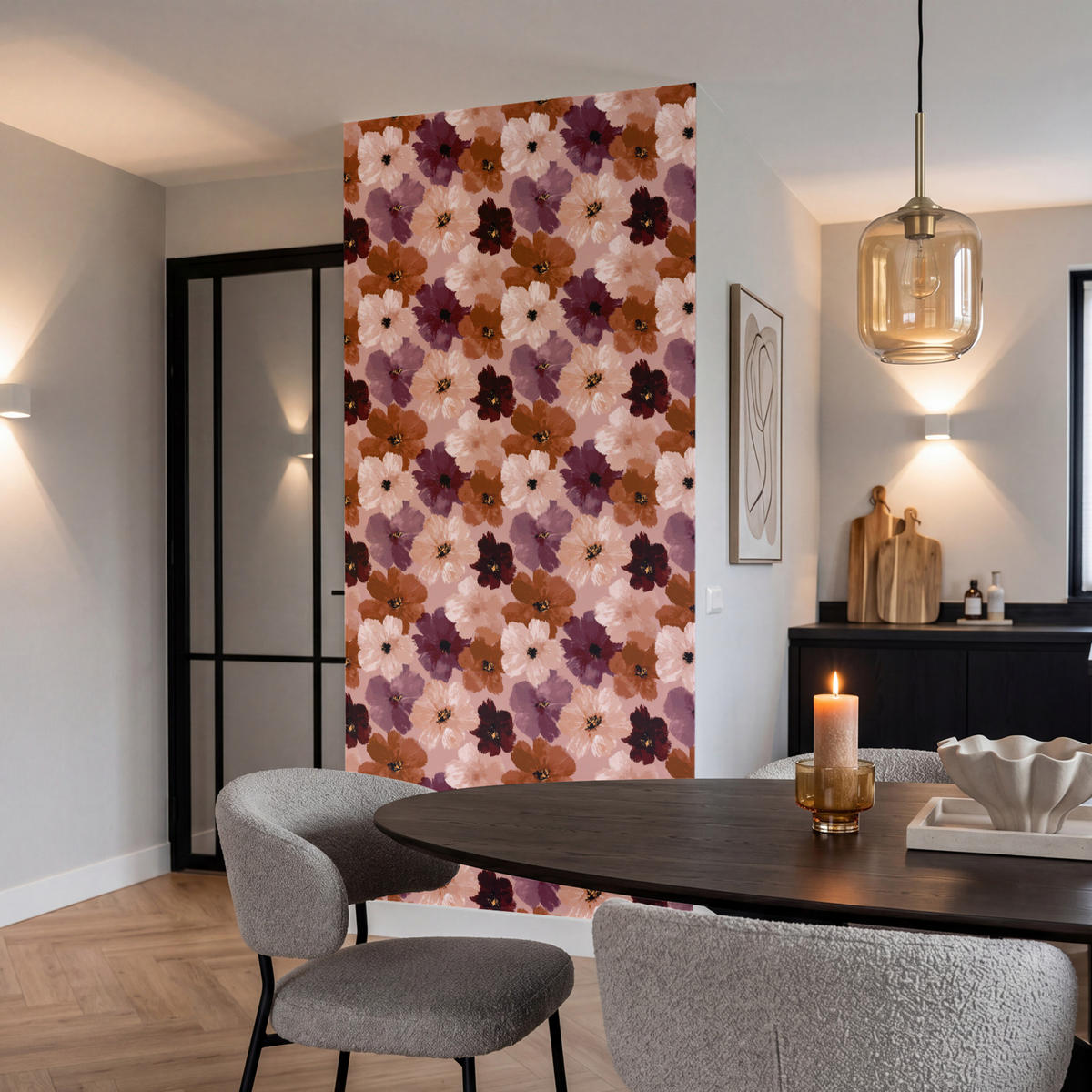 TAPETE - Blumen - Abstrakt - Erdtöne - 100x200 cm - Multicolor, Papier (100/200cm) - OnlyWow