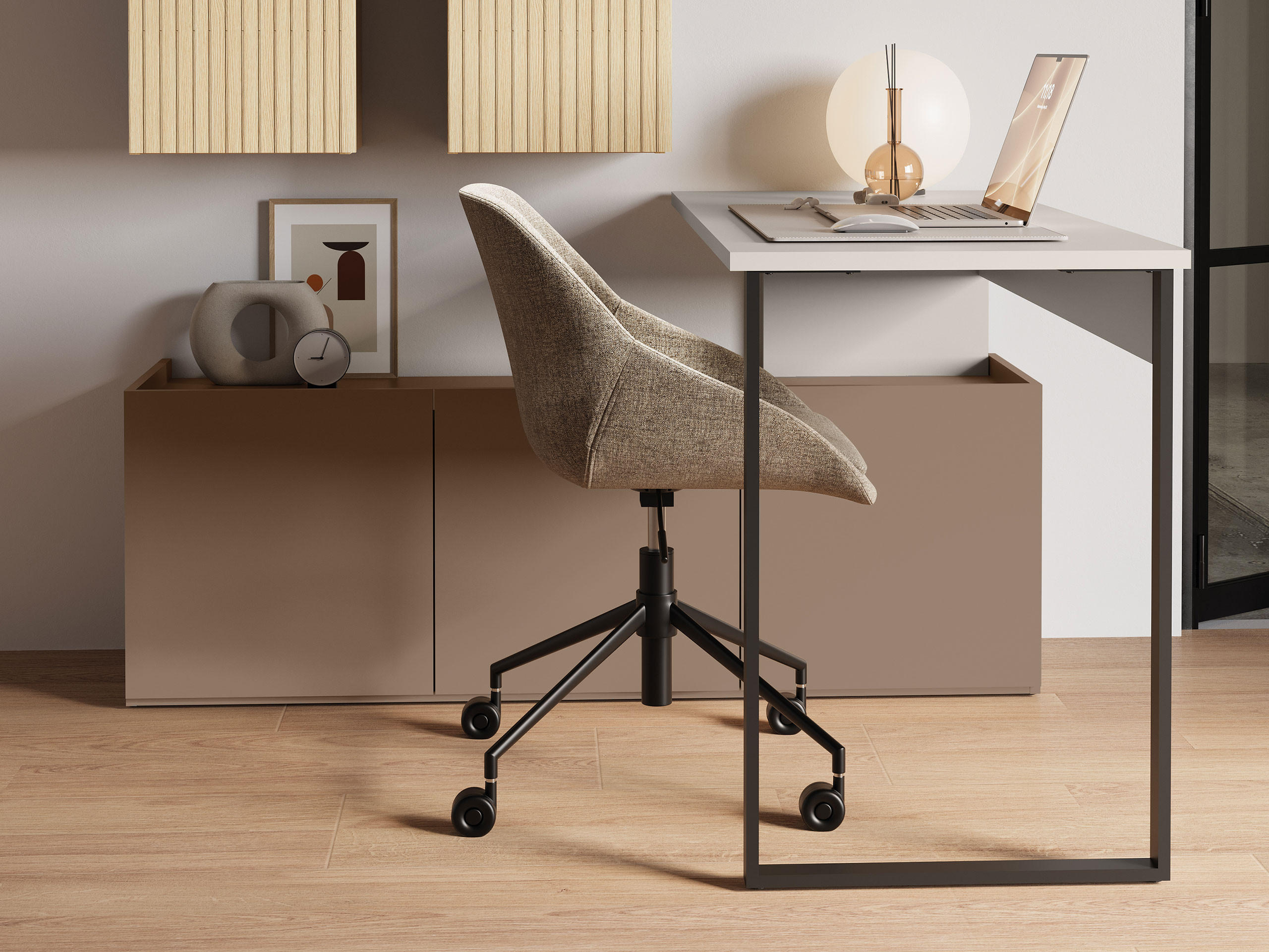 SCHREIBTISCH Sigma 3D SG10 - Kaschmir/Trüffeleichefarben, Holzwerkstoff/Metall (55/260/77cm) - MIRJAN24