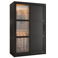 SCHWEBETÜRENSCHRANK 200/120/62 2-türig - Schwarz, Holz/Kunststoff (120/200/62cm) - Abiks Möbel