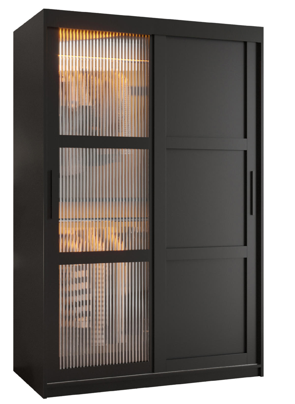 SCHWEBETÜRENSCHRANK 200/120/62 2-türig - Schwarz, Holz/Kunststoff (120/200/62cm) - Abiks Möbel