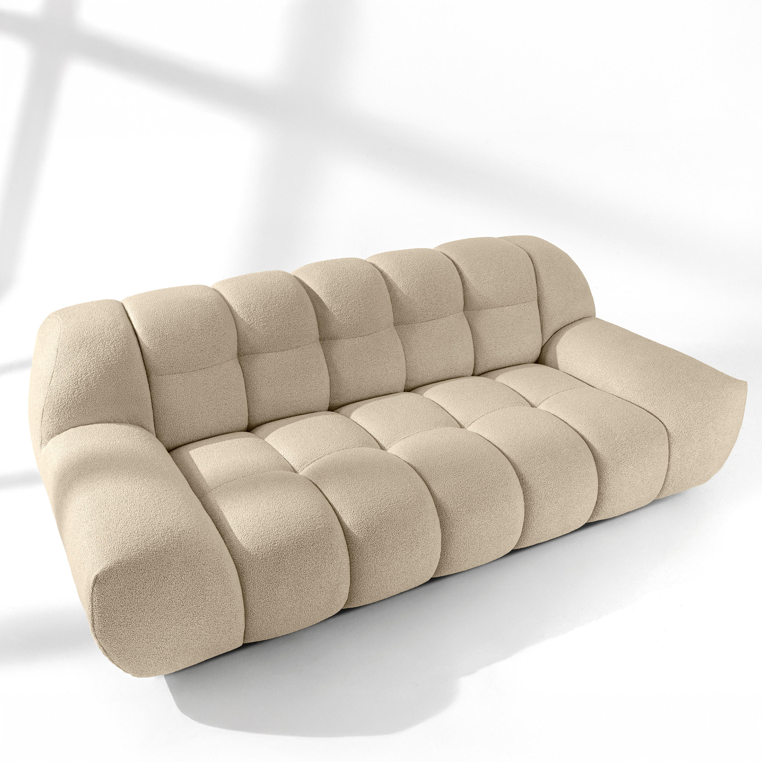 SITZGARNITUR VENA Bouclé, Hellbeige - Beige, Holz/Textil (65/38/65cm) - KONSIMO®