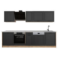 KUCHYNKA R-Line, Antracitový vidiecky dom/Dub Goldkraft, 280 cm Marmori työtaso - dub medový/antracitová, kompozitné drevo (280/206.8/60cm) - Vicco