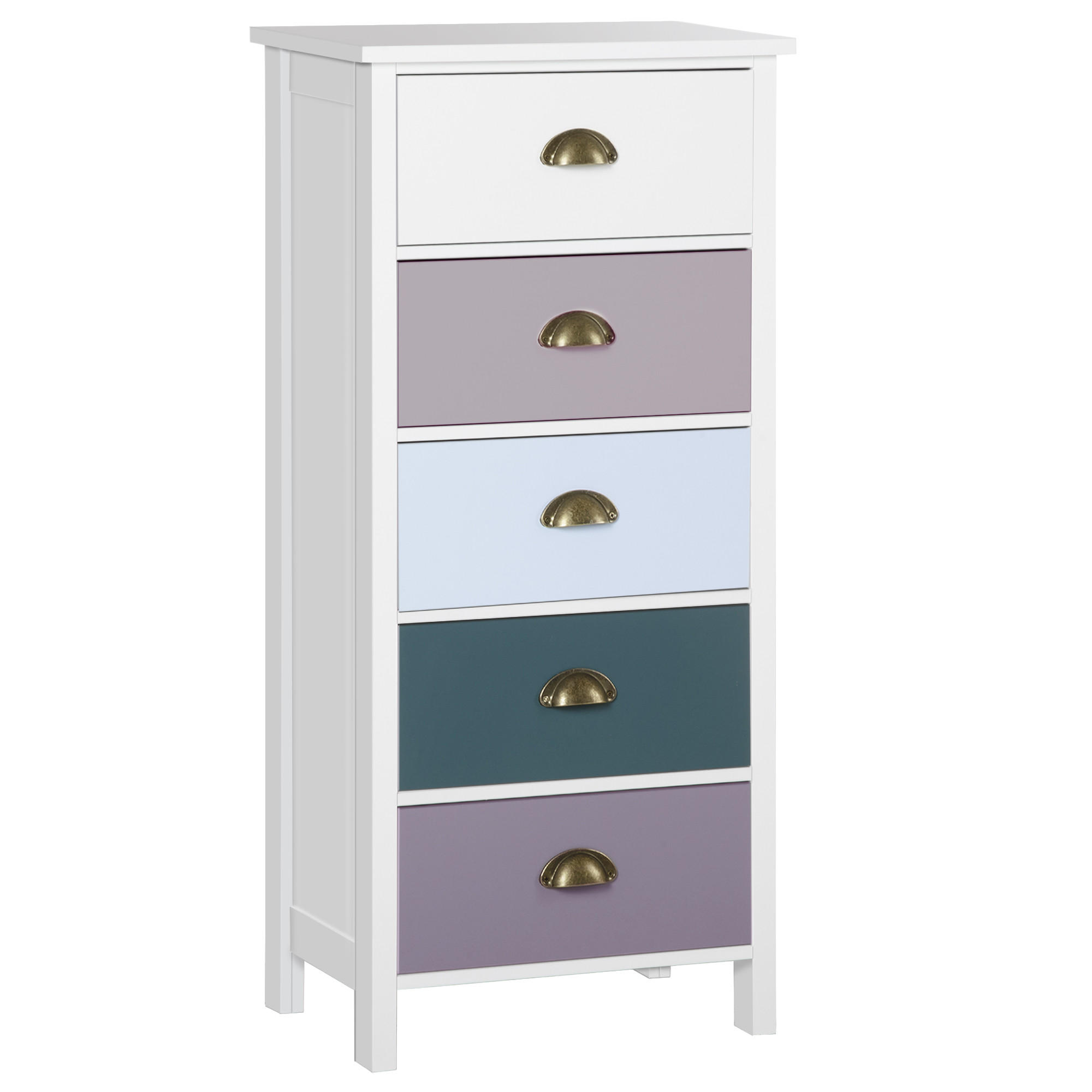 KOMMODE Mehrfarbig 45/30/95,4 cm 5 Schubladen - Multicolor, Holzwerkstoff (45/95.4/30cm) - PANGIVO