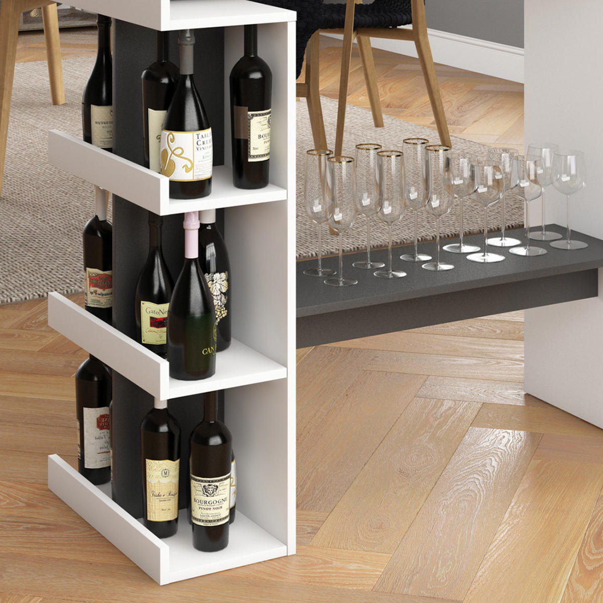 BARTISCH Dana Weiß 108 x 50 cm - Anthrazit/Weiß, Holzwerkstoff (108/103/50cm) - Vicco