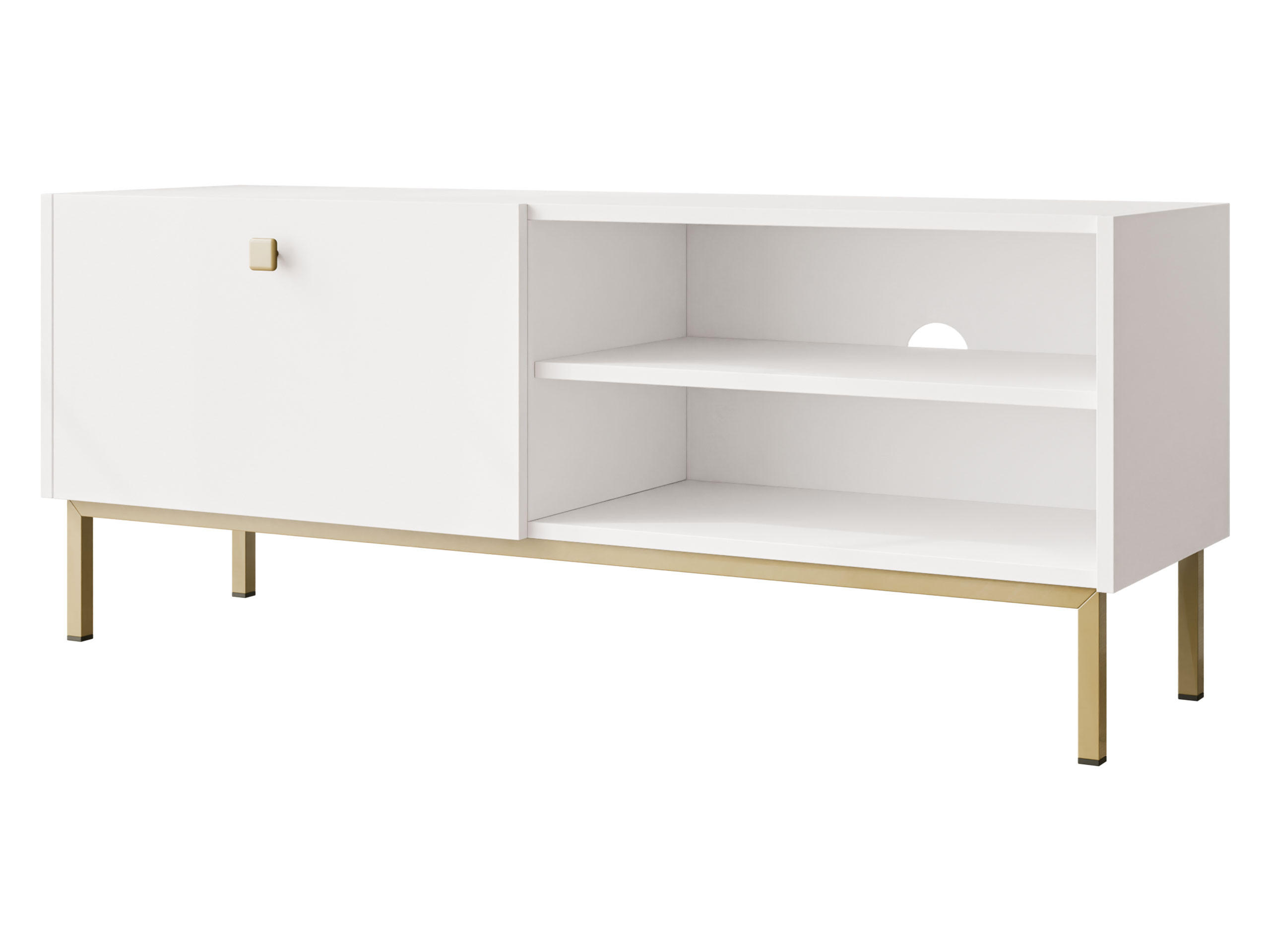 TV-LOWBOARD Nutero 1KW - Goldfarben/Weiß, Holzwerkstoff/Metall (120/48/35cm) - MIRJAN24
