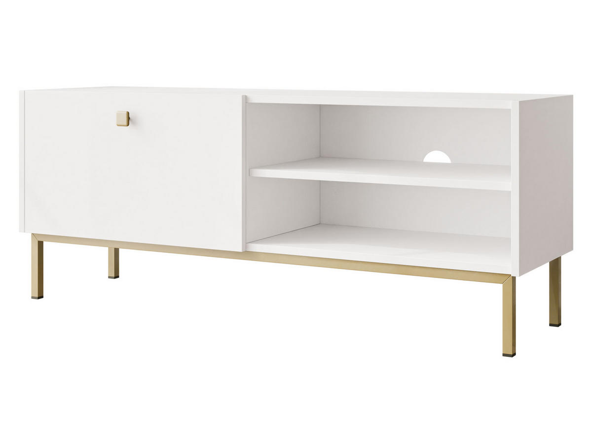 TV-LOWBOARD Nutero 1KW - Goldfarben/Weiß, Holzwerkstoff/Metall (120/48/35cm) - MIRJAN24