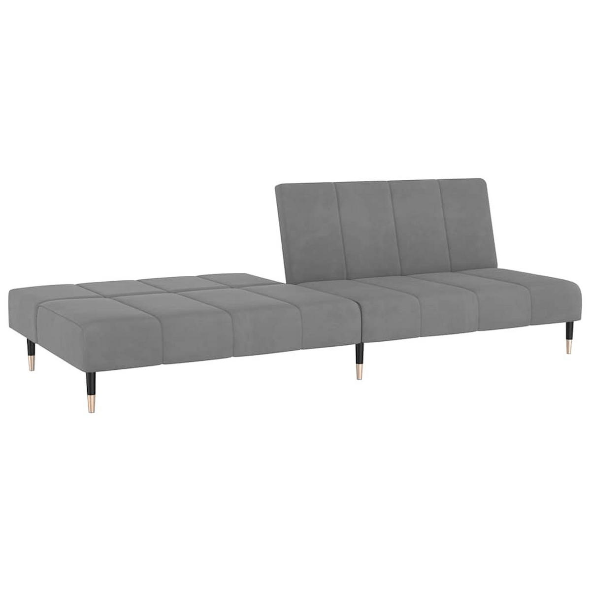 SCHLAFSOFA 2-Sitzer Hellgrau Samt - Hellgrau, Textil (100/69/200cm) - vidaXL