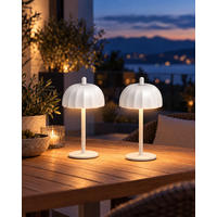 LED-TISCHLEUCHTE Umbrella schwarz 21cm Metall 2er-Set weiß - Weiß, Metall (10/10/21cm) - Northpoint