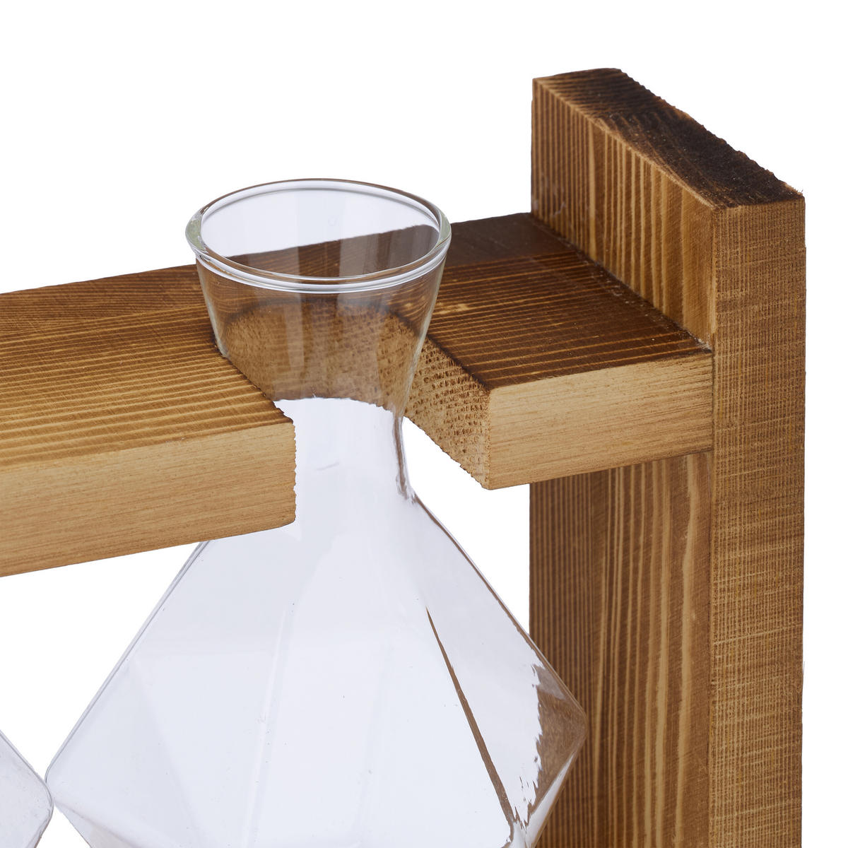 REAGENZGLAS-VASE - Multicolor, Glas/Holz (13cm) - Relaxdays