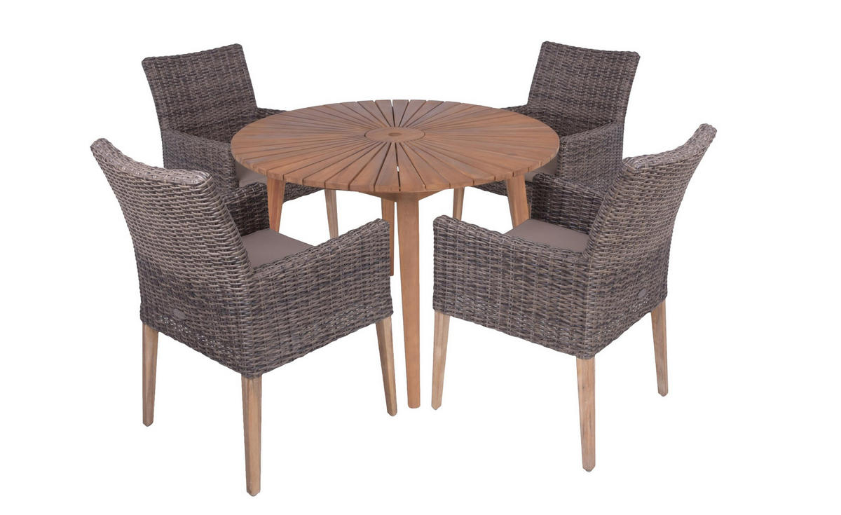 GARTEN-SITZGRUPPE Elvira 5-teilig Gartenmöbel-Set - Braun, Holz - DELUKE