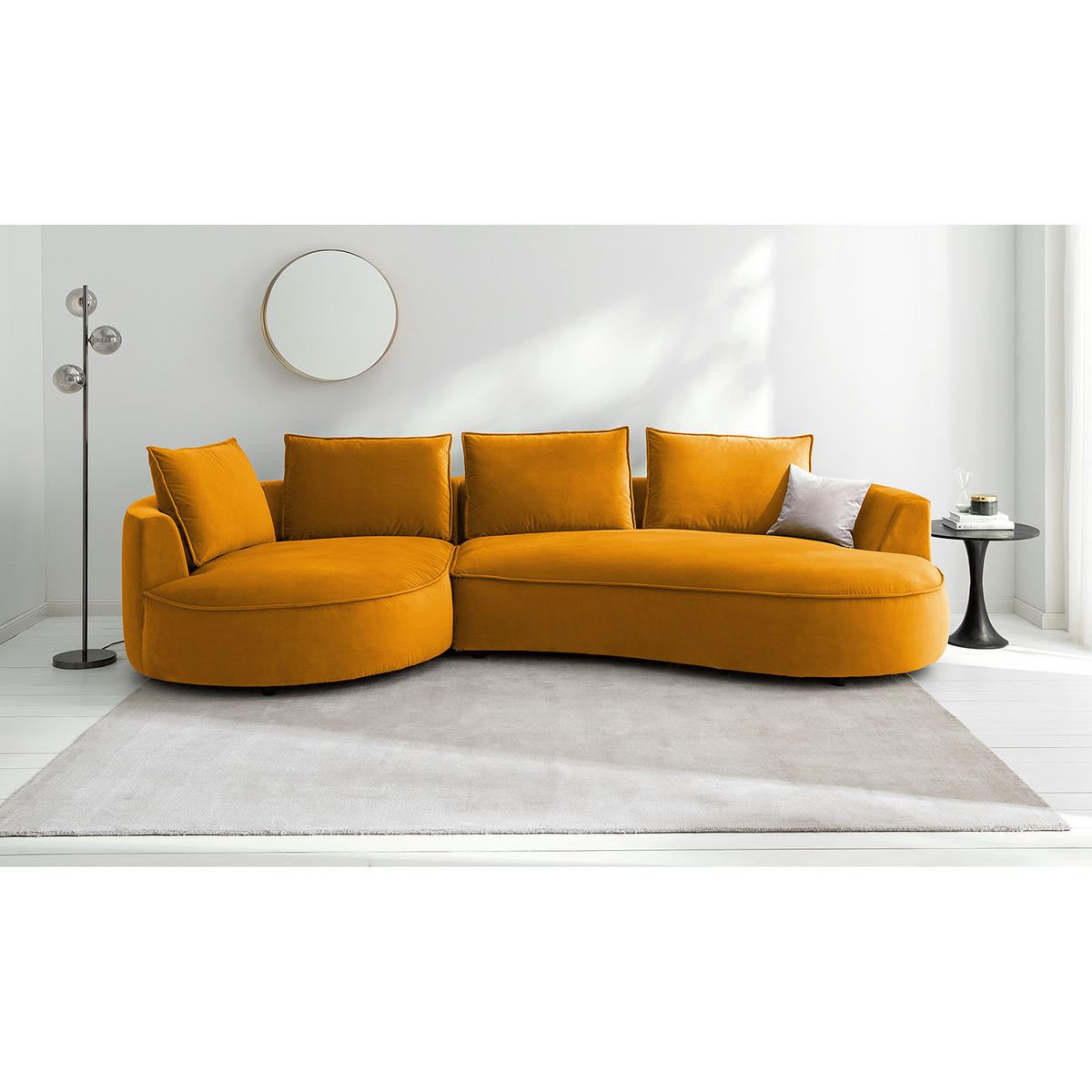 BIGSOFA - Gelb/Orange, Naturmaterialien/Kunststoff (322/82/154cm) - home24