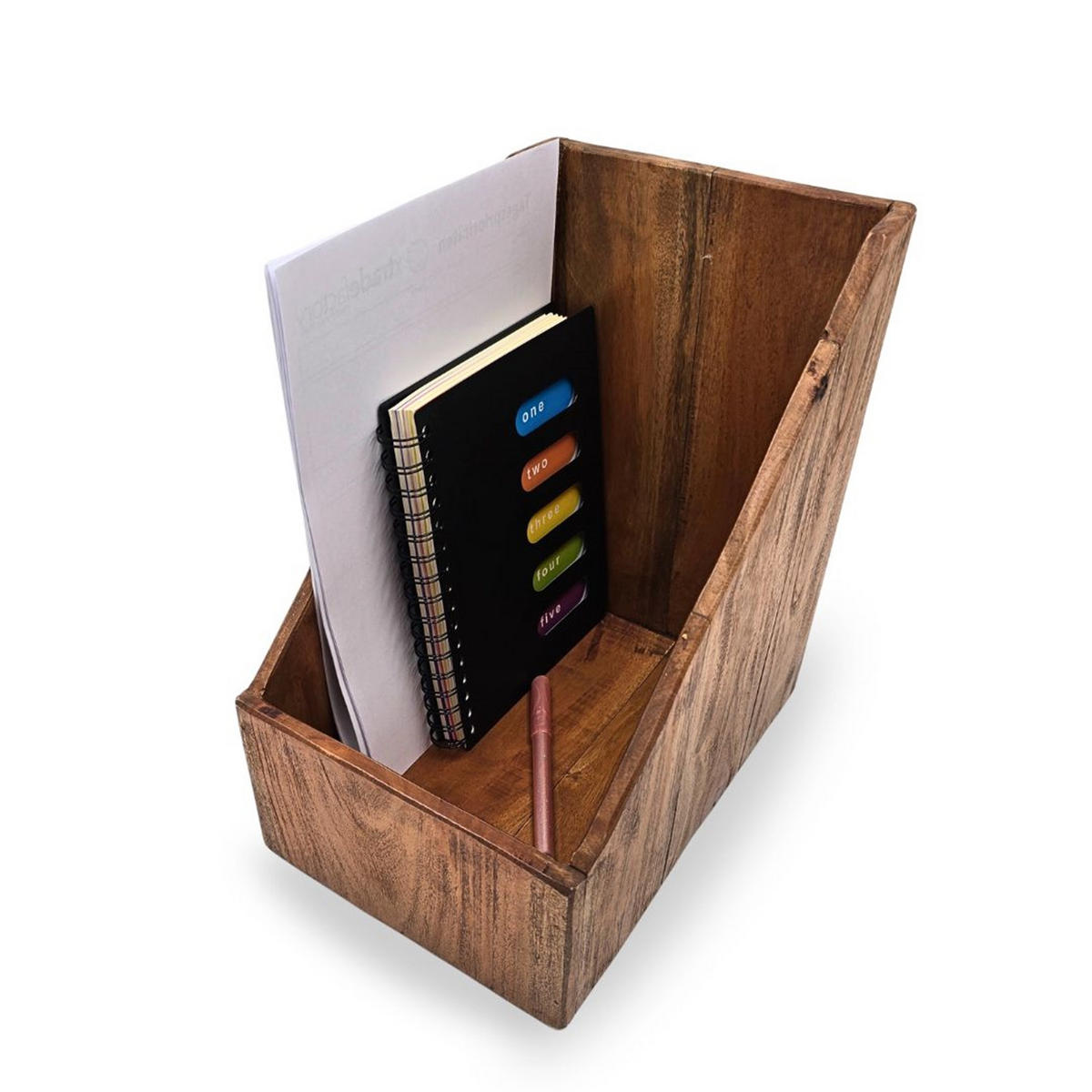 ORGANIZER Stehsammler Big Nota 30 cm, Mahagoni Holz naturfarben - Naturfarben, Holz (29/20/30cm) - CREEDWOOD