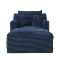 SOFA Chaiselongue aus Cord Blau ohne Montage - Blau, Kunststoff (100/82/166cm) - Meubliv