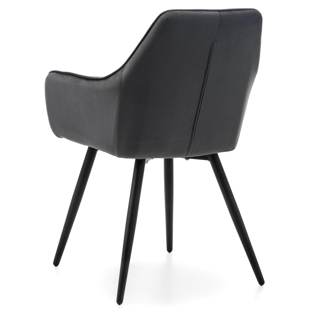 STUHL VASTO gepolstert mit Steppung - grau - Samt Velours - Schwarz/Grau, Textil/Metall (58/87/60cm) - NEW HOME
