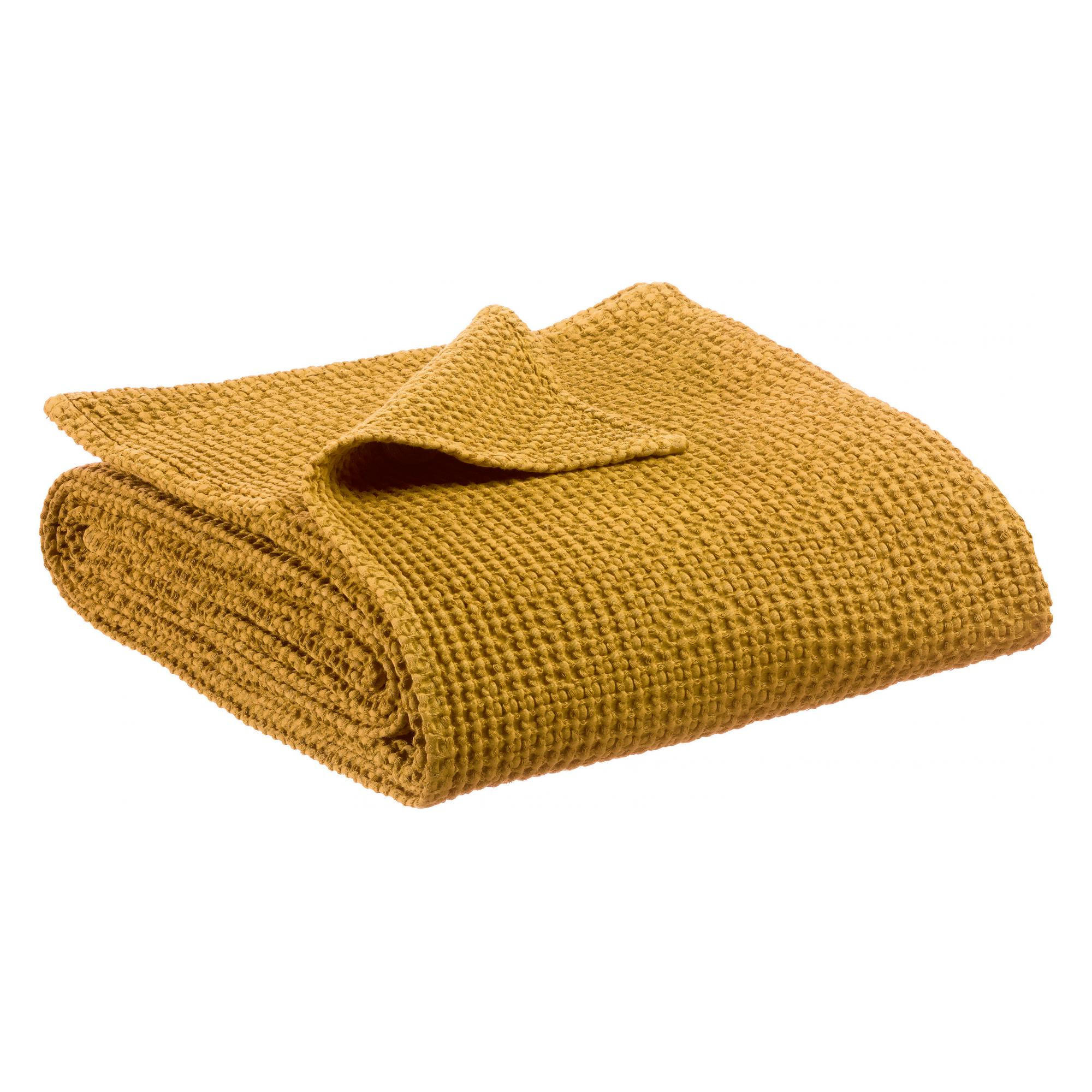 RECYCELTE TAGESDECKE Maia safrangelb 180 x 260 cm - Hellbraun, Textil (180/260cm) - Vivaraise