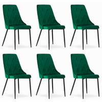 STUHL BRISIGHELLA 6-er Set, Grün, mit Samtstoff gepolstert - Grün, Textil/Metall (49/94/61cm) - Komodee