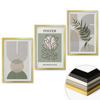 WANDBILDER 3er Set - 40x60 cm Goldrahmen - Geometrische botanische Muster - Goldfarben, Kunststoff (40/60cm) - ArtPrintCave