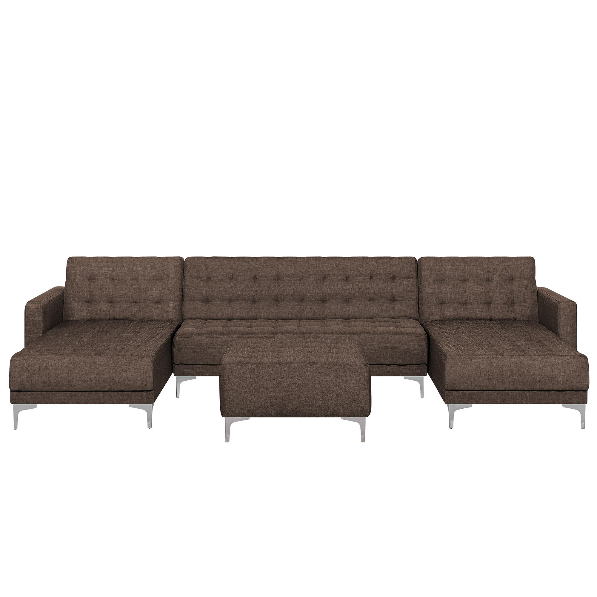 SCHLAFSOFA U-förmig mit Ottomane Polsterbezug Dunkelbraun Aberdeen - Dunkelbraun, Textil (348/83/168cm) - Beliani