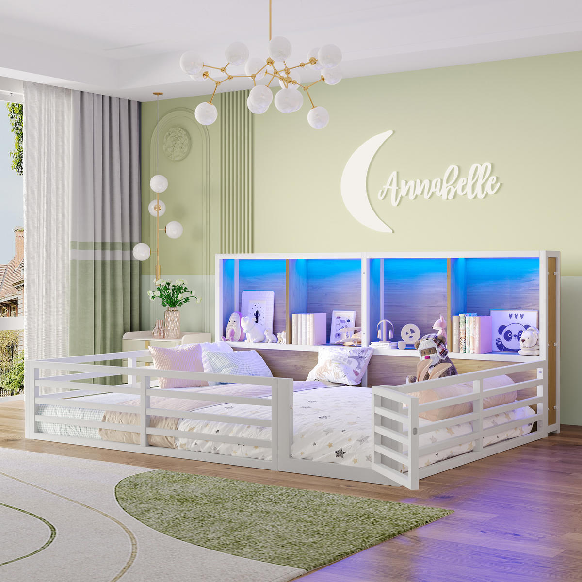 ZAUNBETT 140x200cm Weiß Metall Daybett Bettseite Staufach - Weiß, Holz (140/200cm) - FLIEKS