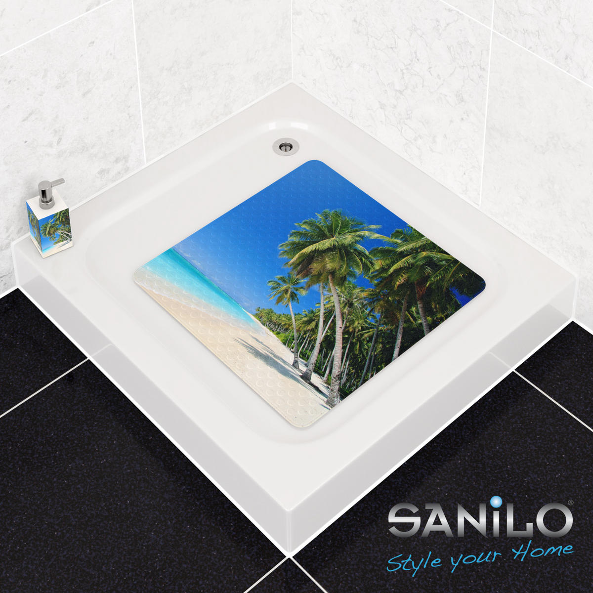 BADEMATTE Karibik - Blau, Kunststoff (53/53cm) - Sanilo