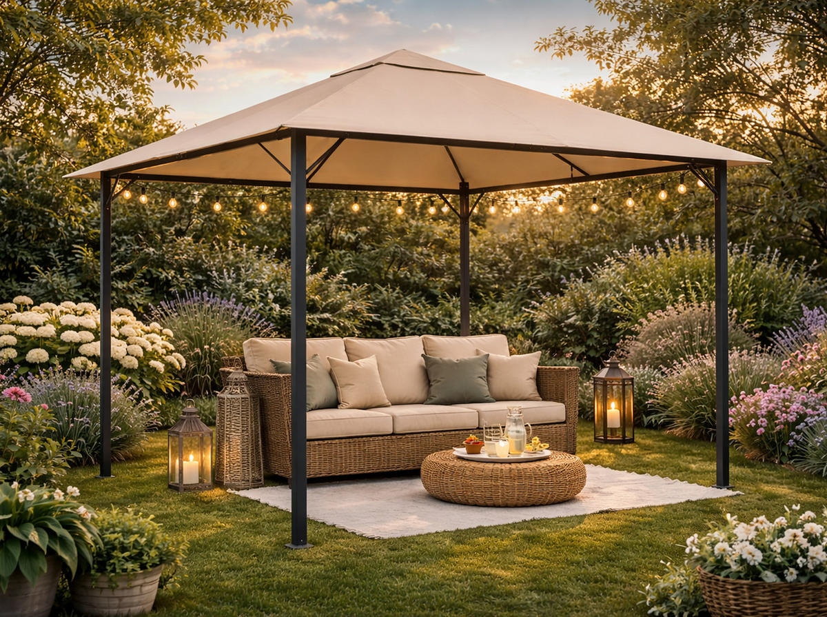 PAVILLON Nizza 3x3m Sand - Beige, Metall (300/261/300cm) - QUICK STAR