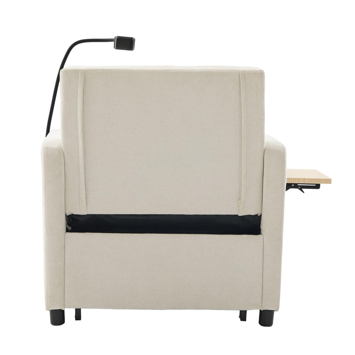 SCHLAFSESSEL 2-in-1 mit Tischchen und Stauraum, DE-42290, Beige - Beige, Metall (79/83/167cm) - ComfortXL