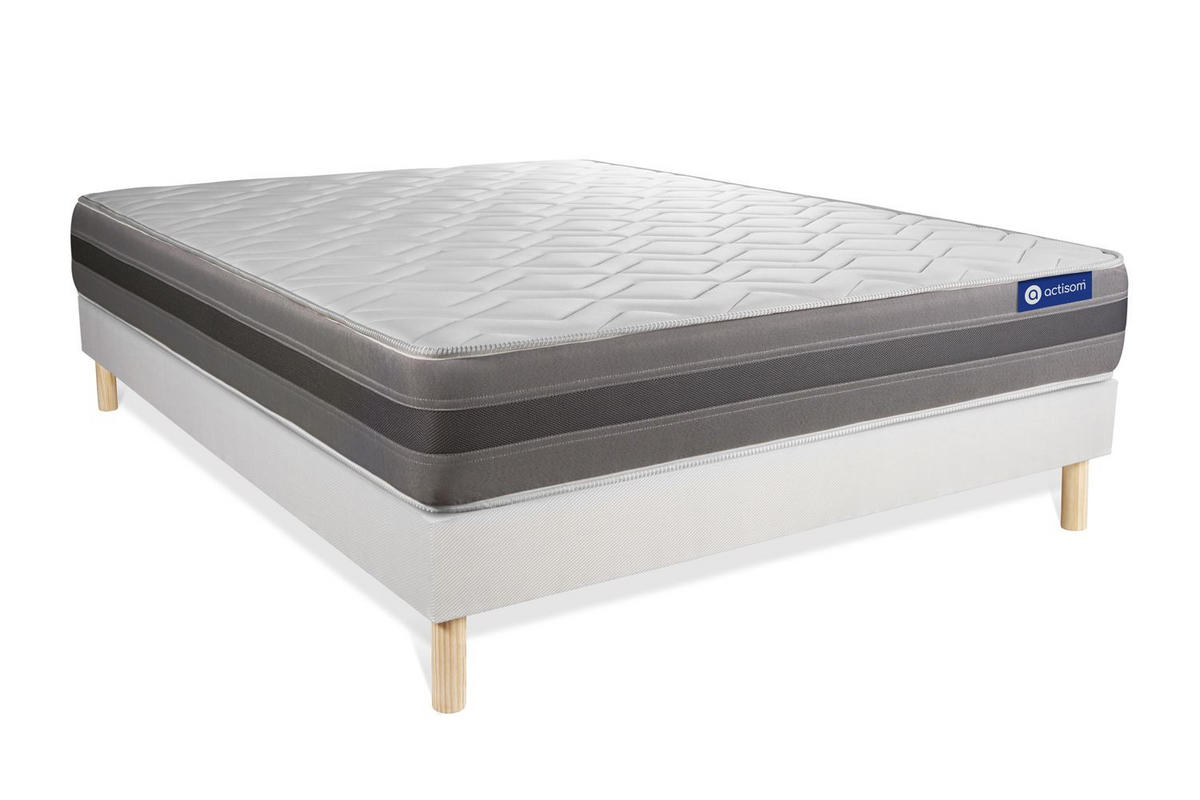 BETT Actimemo relax Memory-Schaum 180 x 200 cm h2 - Kit Bettgestell Weiß - Beige/Weiß, Holz (180/200cm) - ACTISOM