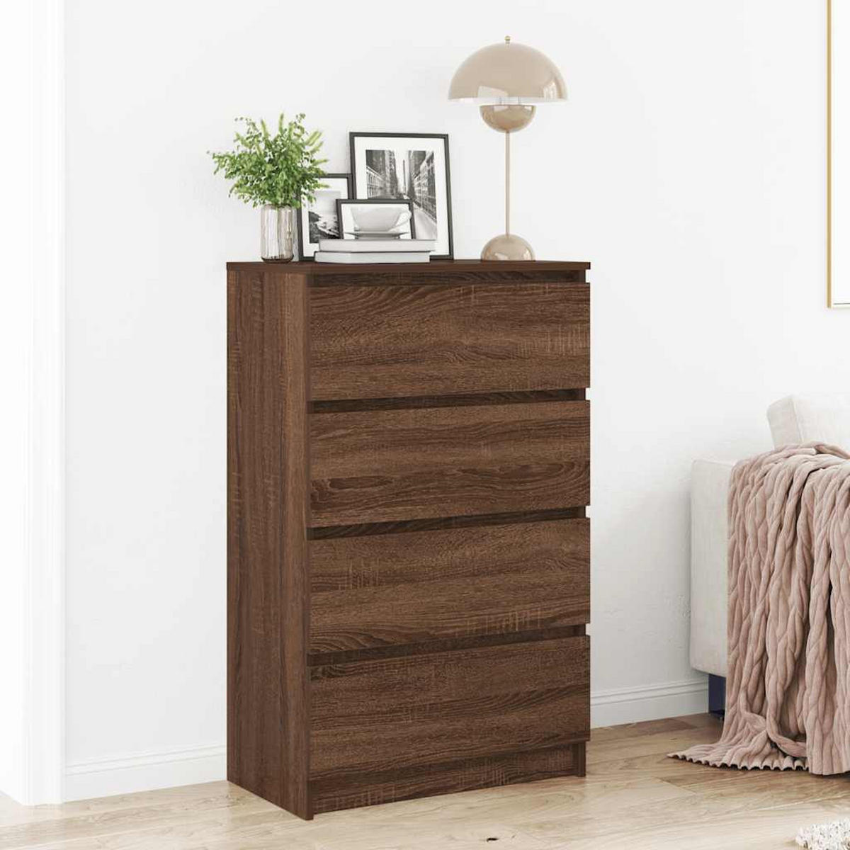 SIDEBOARD mit 4 Schubladen 60/35/98,5 cm aus Holzwerkstoff Braun Eichen-Optik Dekor - Dunkelbraun, Holz (60/98.5/35cm) - vidaXL