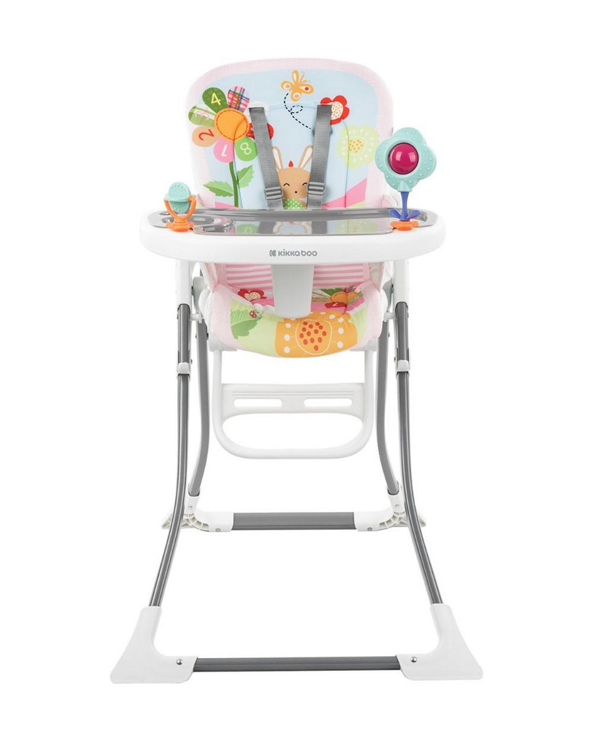 KINDERHOCHSTUHL Izzy klappbar rosa Rassel, Fußstütze, Gurt, Doppeltablett - Rosa, Metall (49/92/68cm) - Kikka boo