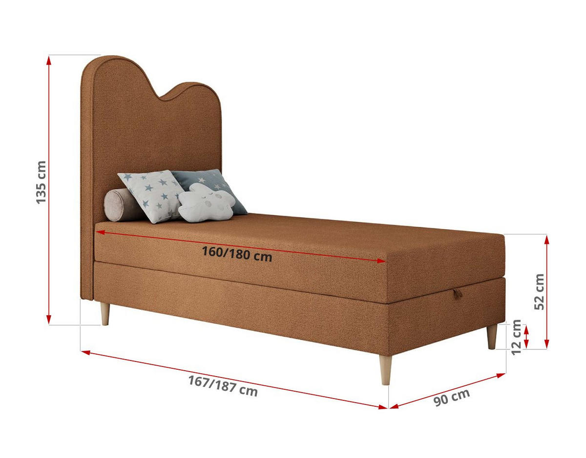 BOXBETT FLOW 90/180 Orange Struktur - H3 - Orange, Holz/Textil (90/180cm) - MKS