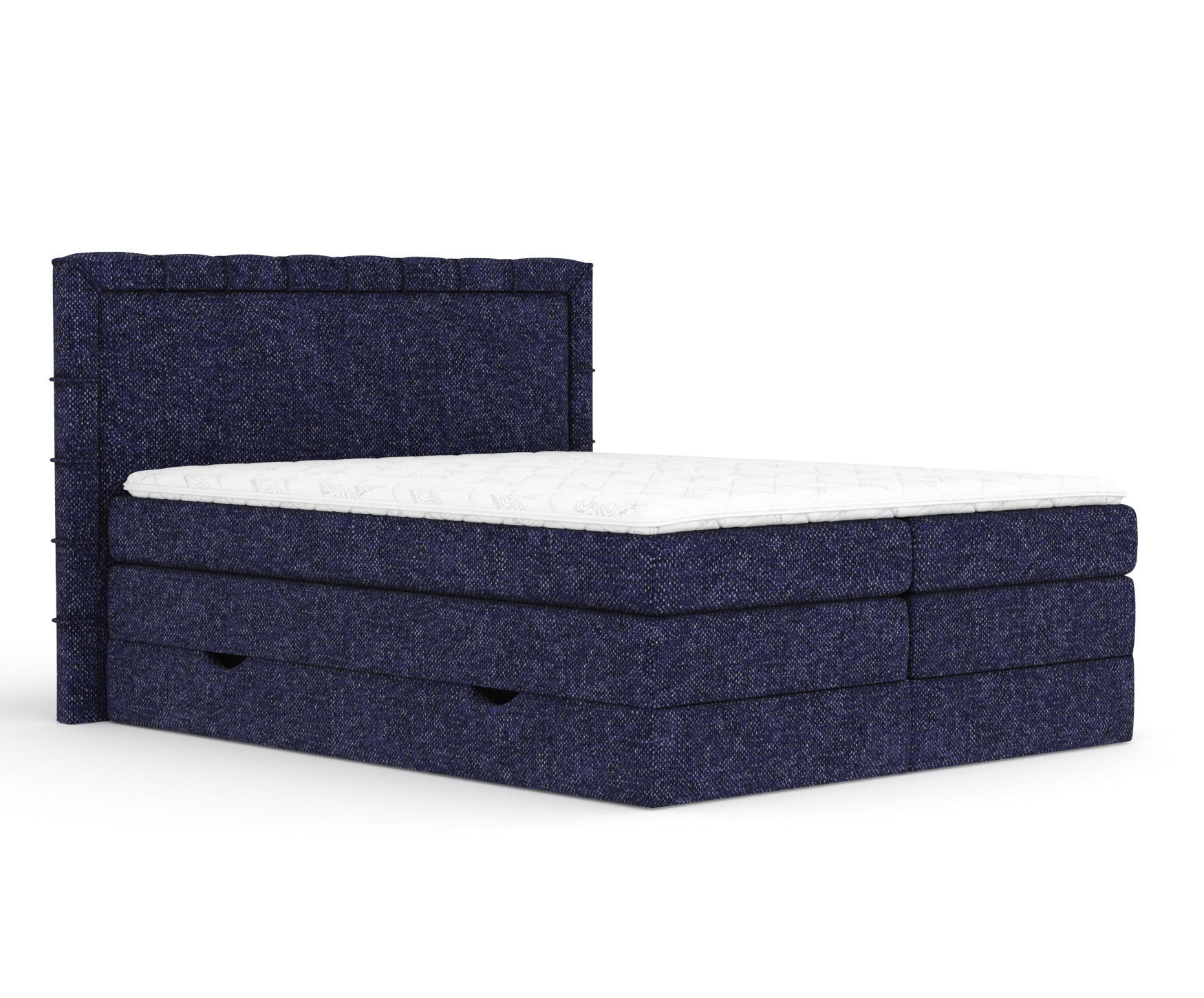 BOXSPRINGBETT Rosabel Marineblau 140/200 cm mit Matratze und Topper - Schwarz/Dunkelblau, Holz/Holzwerkstoff (140/200cm) - Maison de Reve