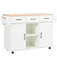KÜCHENINSEL DE-41356 139/46-71/91,5 cm, klappbare Arbeitsplatte Weiß - Weiß, Holzwerkstoff (139/91.5/46cm) - ComfortXL