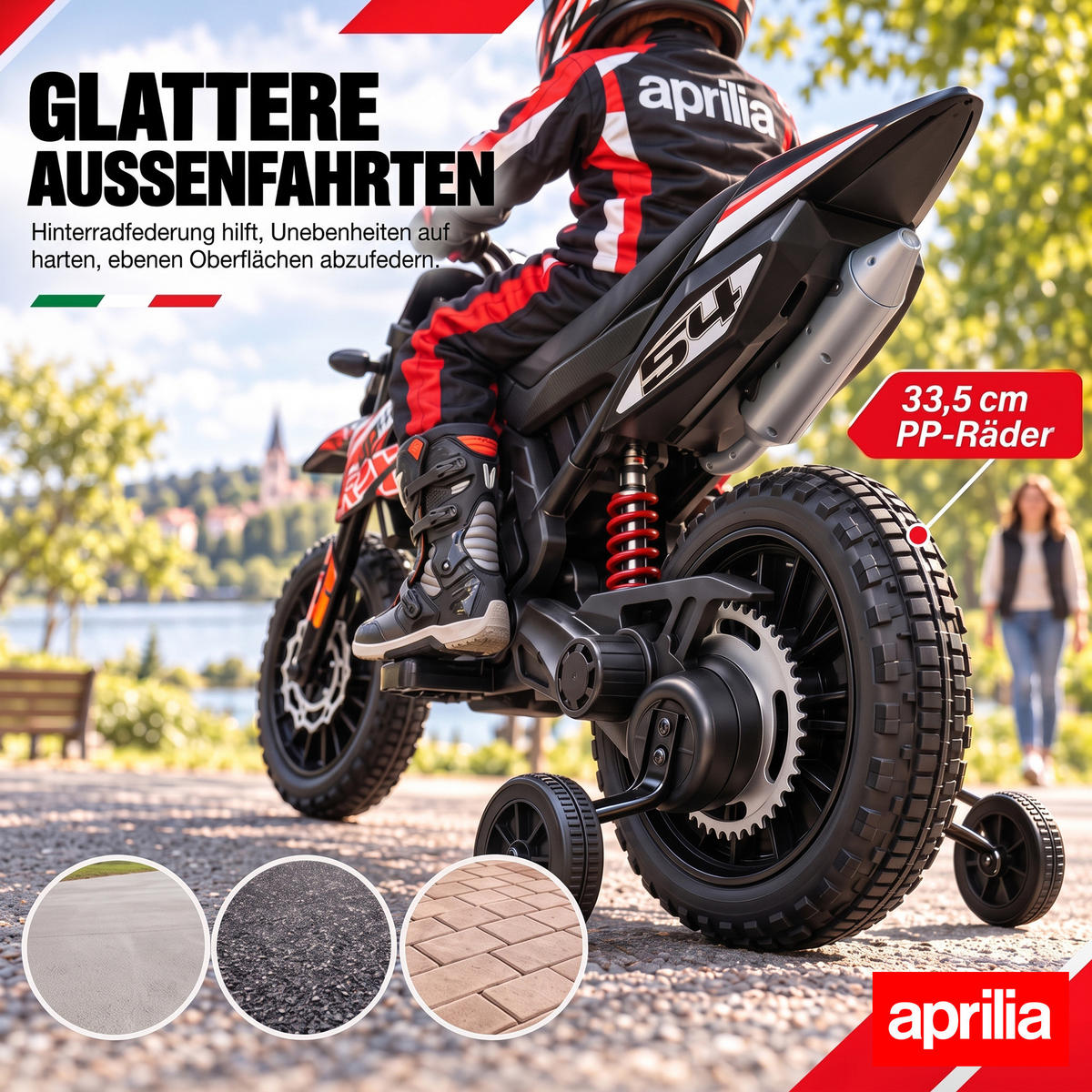 KINDERMOTORRAD Kunststoff Metall Rot - Rot, Kunststoff (106.5/56/80cm) - AIYAPLAY
