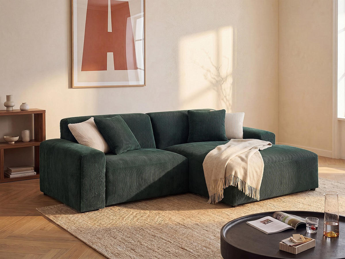 SOFA - 4 Personen - samt - tannengrün Tirono - Waldgrün, Kunststoff/Textil (254/80/161cm) - Vente-Unique