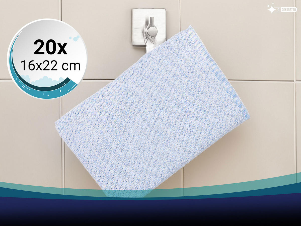 WASCHHANDSCHUH, 20er-Set, 16x22 cm, 70% Baumwolle, 30% Polyester, Blau - Blau, Textil (16/22cm) - Zollner