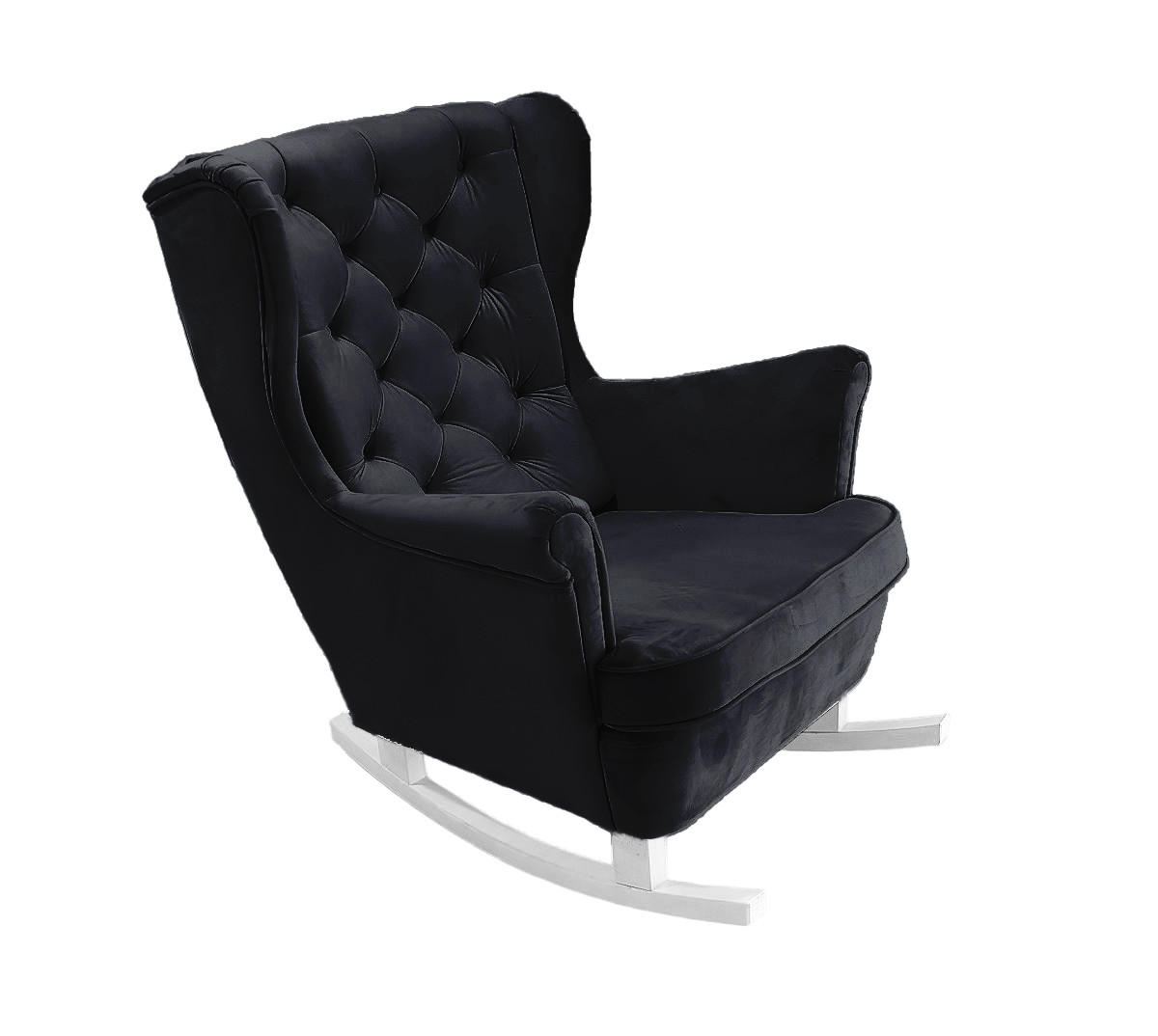 SCHAUKELSESSEL mit gepolstertem Sitz und Armlehnen, 102x81x95 cm, Schwarz_29862 - Anthrazit/Weiß, Holz/Textil (81/102/95cm) - DomoHome