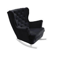 SCHAUKELSESSEL mit gepolstertem Sitz und Armlehnen, 102x81x95 cm, Schwarz_29862 - Anthrazit/Weiß, Holz/Textil (81/102/95cm) - DomoHome